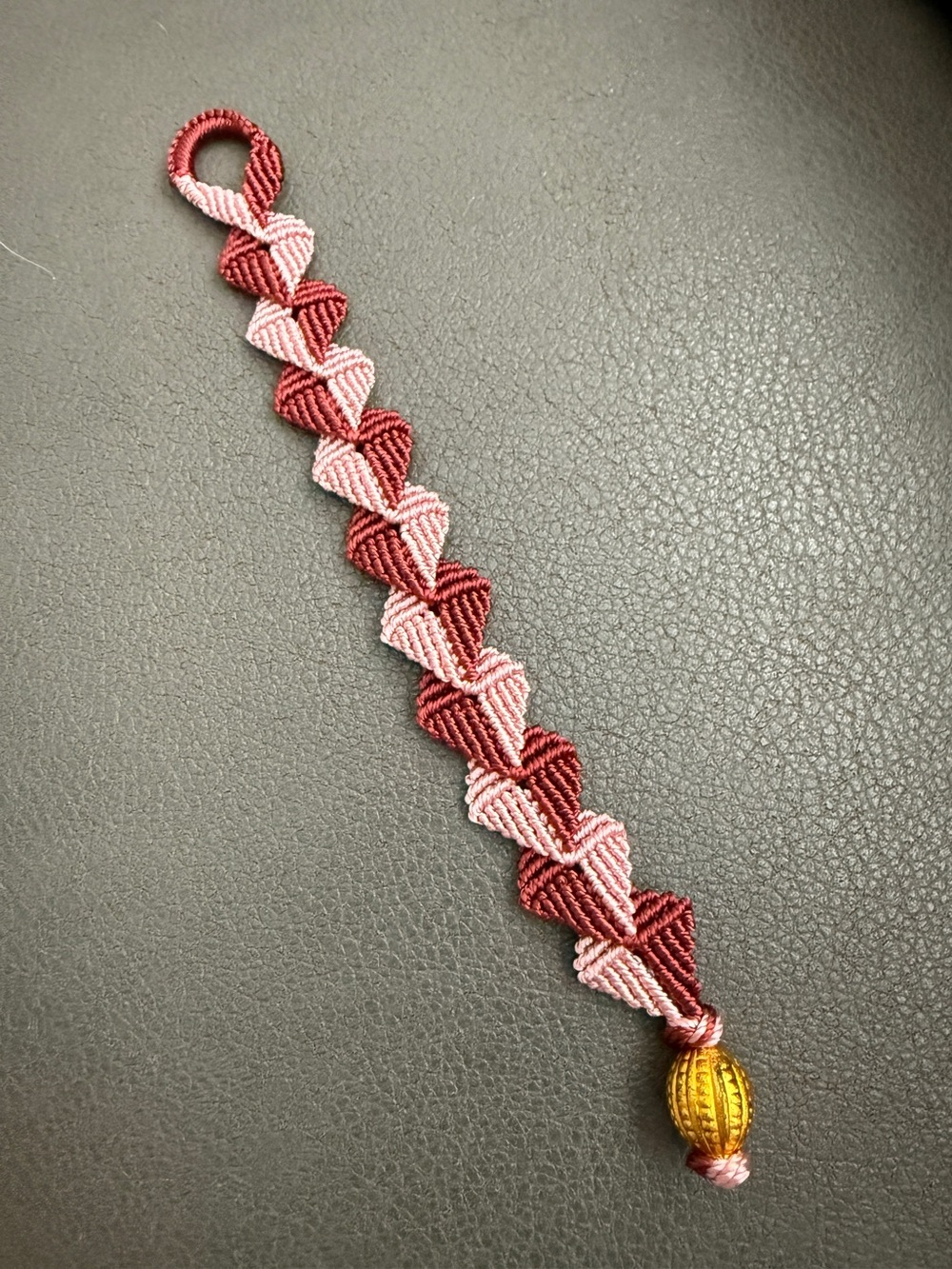 Handmade Macrame Bracelet in Burgundy and Light Pink